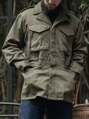 Bronson Cotton Sateen M43 Field Jacket Spec 370-C Men's Military Coat Army Green