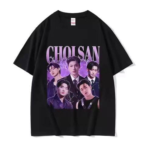 Kpop Band Choi San Ateez Graphic T Shirt Men Hip Hop Clothing Oversized Cotton T-shirt Unisex Retro 