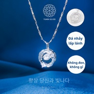 Yumin Silver PT950 Korean Style Dancing Stone Feather Women's Necklace