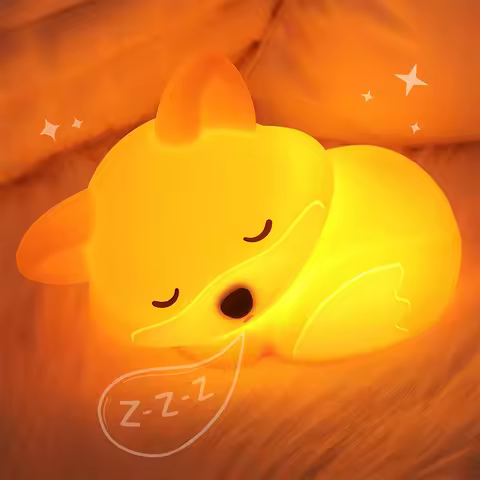 Fox Night Light, Squishy Silicone Lamp Novelty Gifts, Rechargeable Dimmable Timer Bedside Touch Nigh