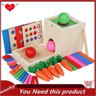 [OnLive] 6-In-1 Wooden Montessori Toy Kit Object Permanence Box Play Set with Coin Box Carrot Harvest Shape Sorter Ball Drop Toy Durable Easy Install