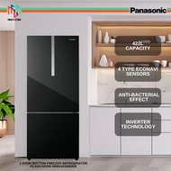 (SAVE 4.0) Panasonic NR-BX421 2-Door Bottom Freezer Refrigerator Glass Door Series Fridge Inverter 422L NRBX421WGKM NR-BX421WGKM Peti Sejuk