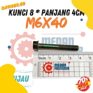 HIJAU MESIN Flange Bolt Bolt M6X40 Green Key 8 Cvt Engine Block 6Mm 4Cm Thread 10