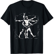 Men's cotton T-shirt Retro Vitruvian Man Guitar Rock Men Women Funny Guitar T-Shirt 4XL , 5XL , 6XL