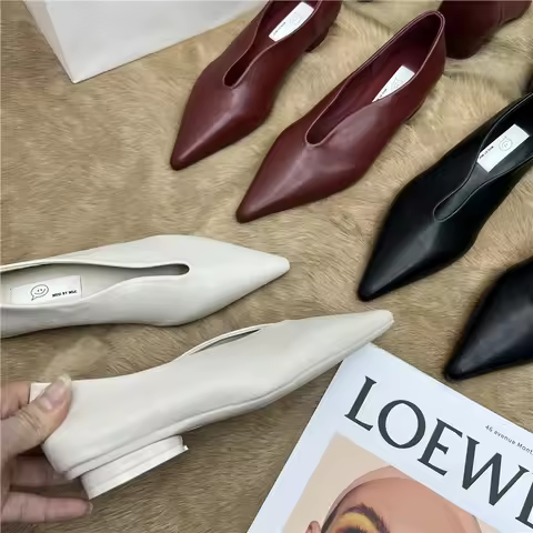 Bailamos New Women Flat Shoes Fashion Point Toe Shallow Slip On Elegant Ballerina Shoes Soft Flat He
