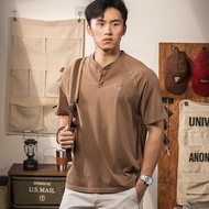 LUPAN | เสื้อยืด Henley สไตล์เรโทร แบบหลวมพร้อมปัก