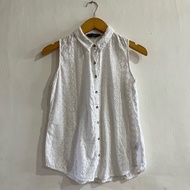 PUTIH KEMEJA [PRELOVED] Dorothy Perkins White Shirt Top - Tank Top White Lace