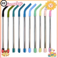 CC Drinking Straws, Stainless Steel High Temperature Resistance Straight Bend Straws, with Silicone 