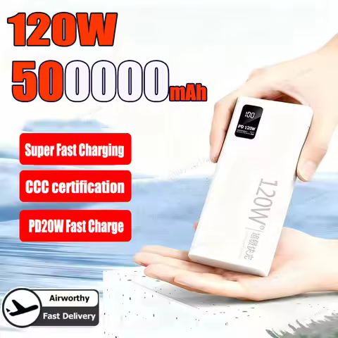 500000mAh 120W High Capacity Power Bank Fast Charging Powerbank Portable Battery Charger For iPhone 