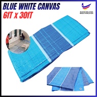 Blue White Canvas Roll Tarpaulin 6ft x 30ft / Kanvas Biru Putih