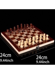 新年禮物！3合1多功能國際象棋,跳棋和五子棋套裝,24cm尺寸,木製折疊設計,適用於桌面娛樂和收納