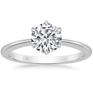 SOMEN TUNGSTEN 925 Sterling Silver 1 Carat Solitaire Round CZ Engagement Wedding Band Classic Six Pr