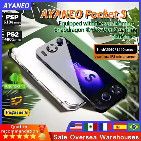 AYANEO Pocket S Portable Retro Handheld Game Console 6-inch 2560*1440 Screen Android 13 G3X Gen2 PS2