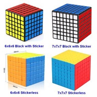 [SC Stok di M'sia] 6x6x6 or 7x7x7 Black with Sticker Cube, 6x6 or 7x7 Stickerless Magic Cube Educati