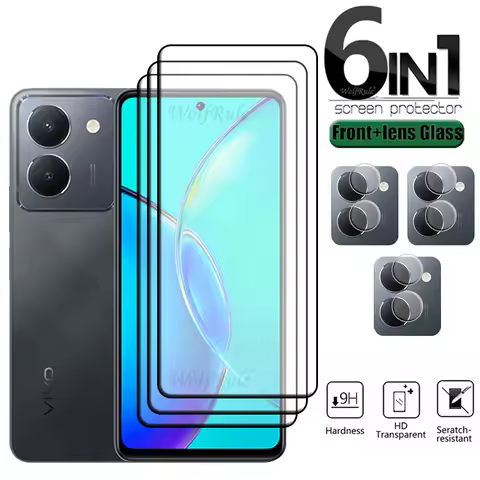 6-in-1 For Vivo Y36 Glass Vivo Y36 Tempered Glass Protective Film Full Cover Glue HD 9H Screen Prote