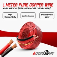 1M High-Purity Copper Car Amplifier & Speaker Cable – Multiple Gauge Options (6GA/8GA/10GA/16GA/18GA