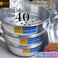 Manh Hung 2 aluminum dumpling and sticky rice steamer set, size 40 cm, 3-layer sticky rice steamer, 