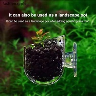 FAMY Transparent Acrylic Aquatic Plant Cup Aquarium Fish Tank Plant Pot With Suction Feeding Contain