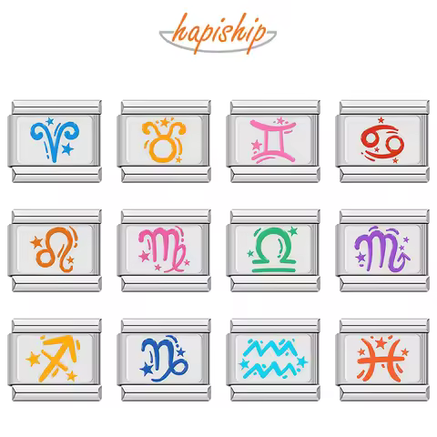 Hapiship Wholesale Women Fashion 12 Zodiac Signs Italian Charm Fit 9mm Stainless Steel Bracelet Drop