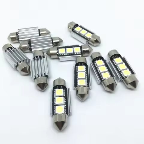10pcs Dome ligh Festoon 36mm 39mm 41mm SMD 5050 LED White Car Light CANBUS Error Free C5W LED Lamp a