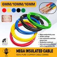 [METER] MEGA KABEL Insulated PVC Cable (SIRIM) 100% Pure Copper (6mm/10mm/16mm)