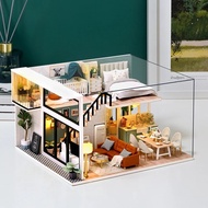 บ้านตุ๊กตามินิไม้ DIY Handmade Duplex Apartment การผลิต 3D ปริศนาประกอบอาคาร Duplex Apartment ของเล่