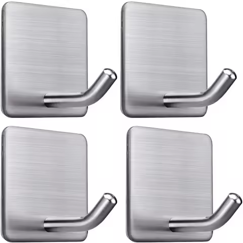 4PCS Stainless Steel Wall Mounted, Wall Mounted Self-Adhesive Hook, Key Holder, Wall Mounted, Towel 