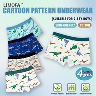 LJMOFA 4PCS Kids Boys Briefs Cotton Boxer Dinosaur Cartoon Pattern Teenager Underwear for 2-15 Yrs B
