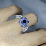 Crystal aquamarine ring - cincin bead manik murah