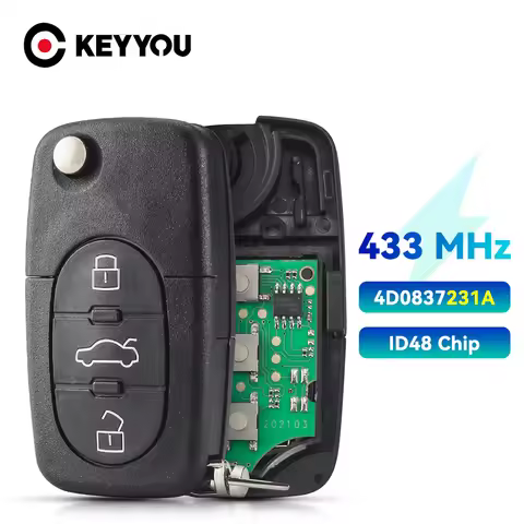 KEYYOU Flip Remote Car Key 433Mhz ID48 Chip For Audi A3 A4 A6 A8 B5 TT RS4 Quattro 1994 - 2004 Old M