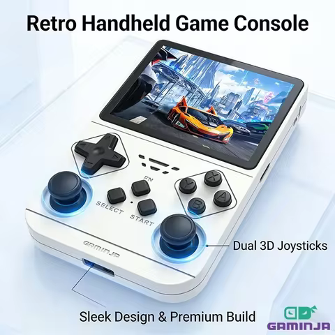 GAMINJA New Open Source Retro Handheld Video Game Console Buit in 64GB Card Emulator for PS1/PSP/DC/