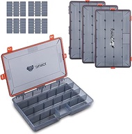RUNCL Fishing Tackle Box, Waterproof Airtight Stowaway, 3600/3700 Tray Tackle Box (4pcs 3700)