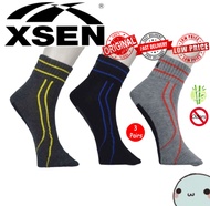 🍀🍀 [Ready Stock] 3Pair Bamboo Charcoal XSEN Deodorant Sock Stoking Bamboo (Crew Sock) XSK 71401