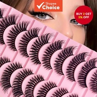 10 pairs of 8D bar strip short roll false eyelashes, fluffy and dense, making eyes look bigger, brig