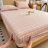1000TC 100% Cotton Checked and Strip Bedsheet Single Queen / King SizeFitted Bedsheet Cadar Pillowca