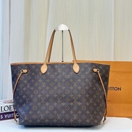 LV老花neverfull 大號米內裡購物袋 肩背包 托特包