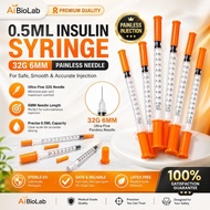 AiBioLab 0.5mL / 1mL Insulin Syringe (32G × 6mm)
