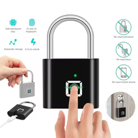 Keyless USB Charging Fingerprint Lock Smart Padlock Waterproof Door Lock 0.2sec Unlock Portable Anti