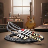 USB C to 6.35mm 1/4 inch Stereo Y Cable, Dual Output for Tablet  Kabel USB C ke 6.35mm 1/4 inci Ster