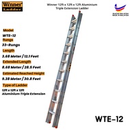 Winner 12ft x 12ft x 12ft Triple Extension Aluminium Ladder 12x12x12 kaki