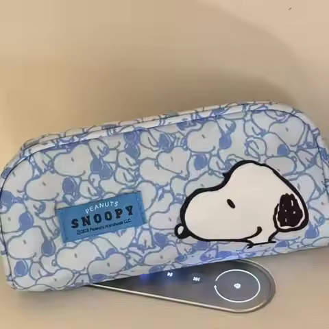 Snoopy Cartoon Pen Bag Cosmetic Pouch Japanese Style Minimalist Blue Multi Purpose Stationery Storag