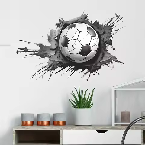 MT1193# 3D Soccer Ball Wall Sticker, Self-Adhesive Sports Theme Decal, Home Decor for Bedroom Entryw