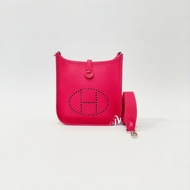 HERMES I6極致粉togo牛皮銀釦mini evelyne