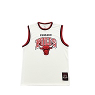 Chicago Bulls Heavyweight Thêu Áo Hai Dây Nhanh Khô Lưới Thể Thao Thoáng Khí Mồ Hôi Nửa Tay Cổ Tròn