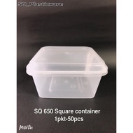 SQ 650 Square Disposable Plastic Food Container [ 50sets± ] SQ650