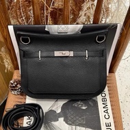 Hermes  吉普賽 Jypsiere 28 單肩斜挎包 黑銀 TC皮 框M刻 有肩帶