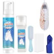 Shoe Cleaning Kit, 5-in-1 Shoe Cleaner Kit Removes Stains, 6.7 Oz White Shoe Cleaner, 3.5 Oz Shoe Po