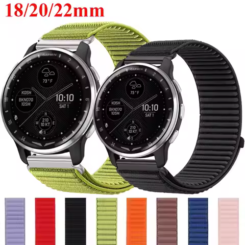 18mm 20mm 22mm Nylon Loop For Garmin D2 Air X10/Forerunner 55 158 245 255 265 645 965/Venu 2 3 4 41 