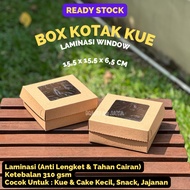 Cake Box Rice Box [R6] Brown Kraft Laminated Window Size 15.5x15.5x6.5 cm | Mica Cake Box Window Box