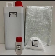 Paket lengkap resin bening  talk katalis dan matt / paket resin